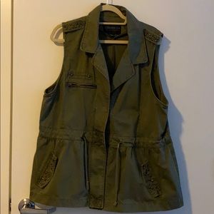 Forever 21 Olive Studded Utility Vest